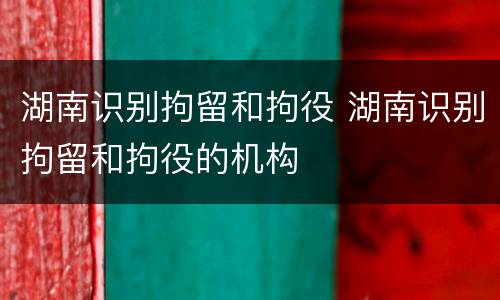 湖南识别拘留和拘役 湖南识别拘留和拘役的机构