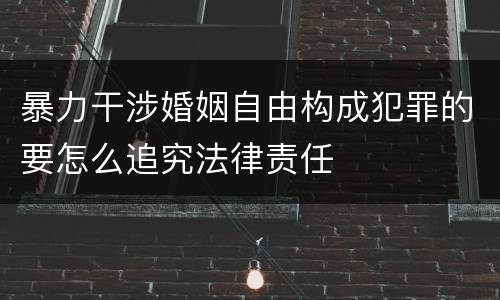 暴力干涉婚姻自由构成犯罪的要怎么追究法律责任