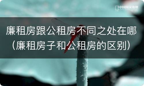 廉租房跟公租房不同之处在哪（廉租房子和公租房的区别）