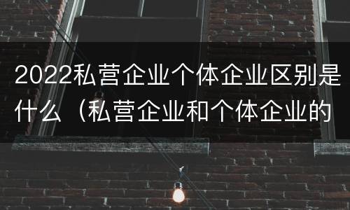 2022私营企业个体企业区别是什么（私营企业和个体企业的区别）