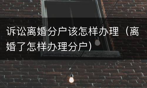 诉讼离婚分户该怎样办理（离婚了怎样办理分户）
