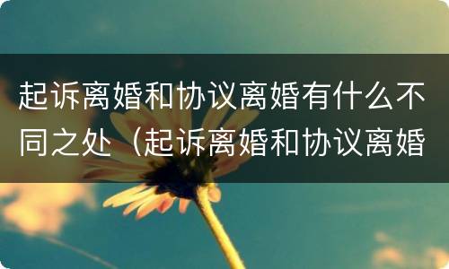 起诉离婚和协议离婚有什么不同之处（起诉离婚和协议离婚有什么不同之处吗）