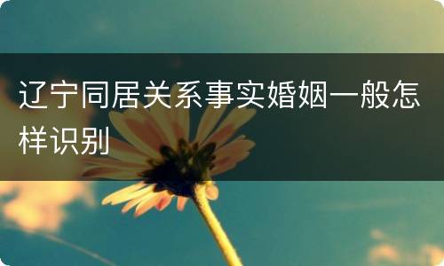 辽宁同居关系事实婚姻一般怎样识别