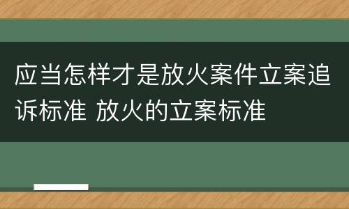 应当怎样才是放火案件立案追诉标准 放火的立案标准