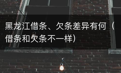 黑龙江借条、欠条差异有何（借条和欠条不一样）
