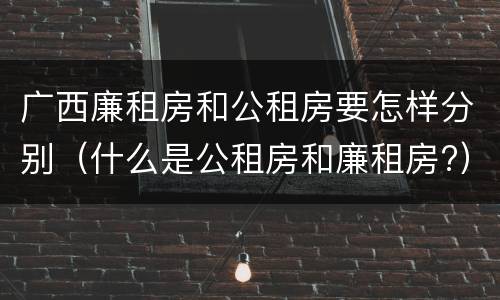 广西廉租房和公租房要怎样分别（什么是公租房和廉租房?）