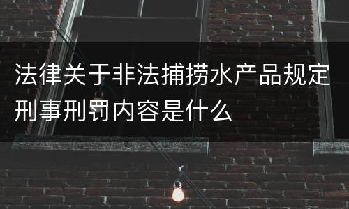 法律关于非法捕捞水产品规定刑事刑罚内容是什么