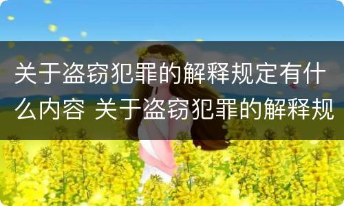 关于盗窃犯罪的解释规定有什么内容 关于盗窃犯罪的解释规定有什么内容吗