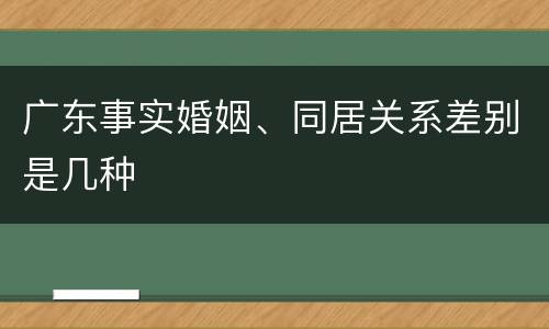 广东事实婚姻、同居关系差别是几种