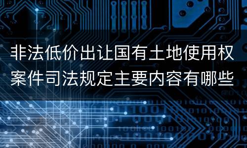 非法低价出让国有土地使用权案件司法规定主要内容有哪些