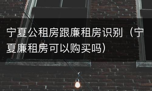 宁夏公租房跟廉租房识别（宁夏廉租房可以购买吗）
