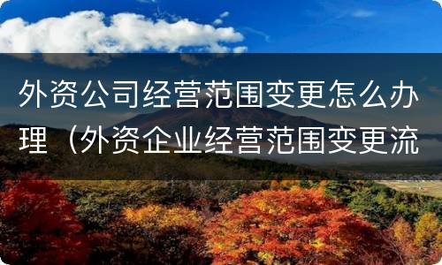 外资公司经营范围变更怎么办理（外资企业经营范围变更流程）