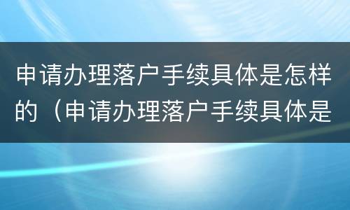 申请办理落户手续具体是怎样的（申请办理落户手续具体是怎样的过程）