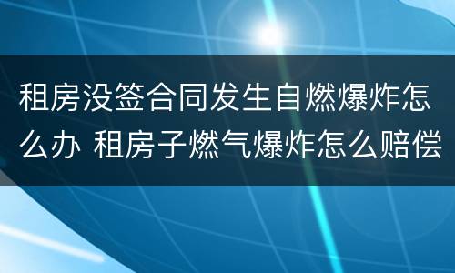 租房没签合同发生自燃爆炸怎么办 租房子燃气爆炸怎么赔偿