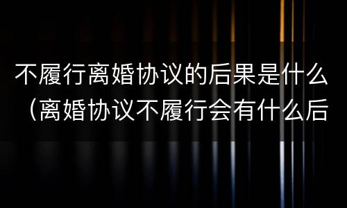 不履行离婚协议的后果是什么（离婚协议不履行会有什么后果）