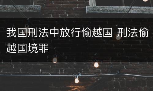 我国刑法中放行偷越国 刑法偷越国境罪