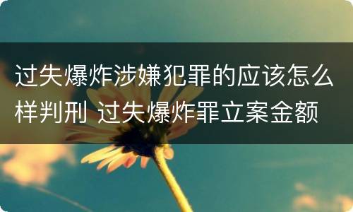 过失爆炸涉嫌犯罪的应该怎么样判刑 过失爆炸罪立案金额