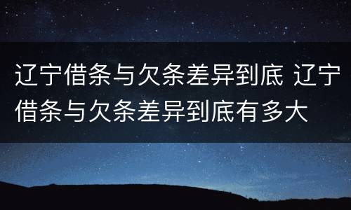辽宁借条与欠条差异到底 辽宁借条与欠条差异到底有多大