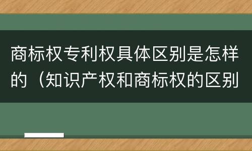 商标权专利权具体区别是怎样的（知识产权和商标权的区别）
