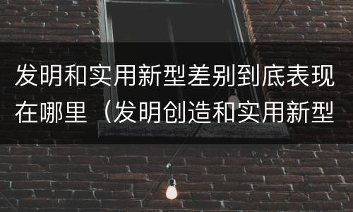 发明和实用新型差别到底表现在哪里(发明创造和实用新型的区别)