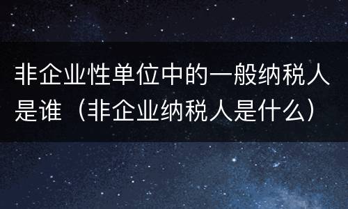 非企业性单位中的一般纳税人是谁（非企业纳税人是什么）