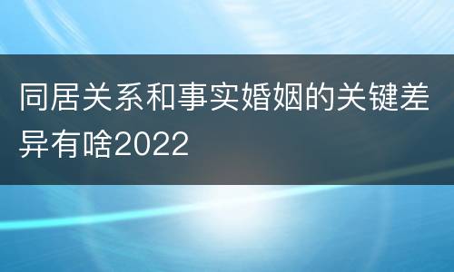 同居关系和事实婚姻的关键差异有啥2022
