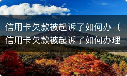 信用卡欠款被起诉了如何办（信用卡欠款被起诉了如何办理）