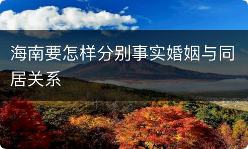 海南要怎样分别事实婚姻与同居关系