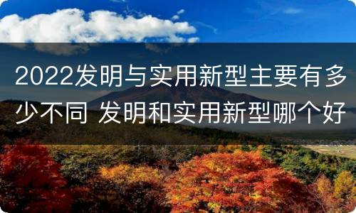 2022发明与实用新型主要有多少不同 发明和实用新型哪个好