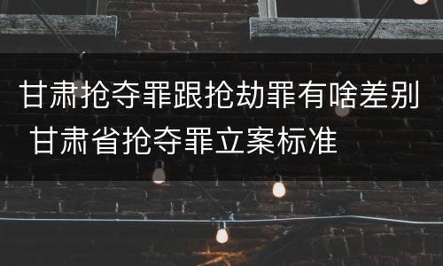 甘肃抢夺罪跟抢劫罪有啥差别 甘肃省抢夺罪立案标准