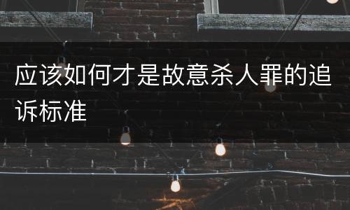 应该如何才是故意杀人罪的追诉标准