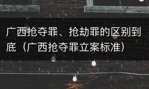 广西抢夺罪、抢劫罪的区别到底（广西抢夺罪立案标准）