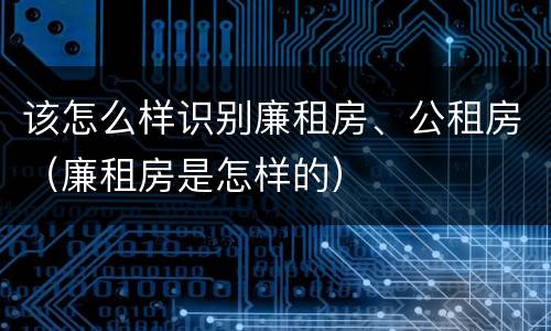 该怎么样识别廉租房、公租房（廉租房是怎样的）