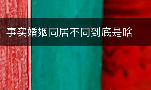 事实婚姻同居不同到底是啥