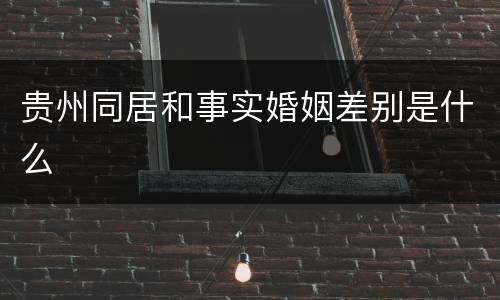 贵州同居和事实婚姻差别是什么