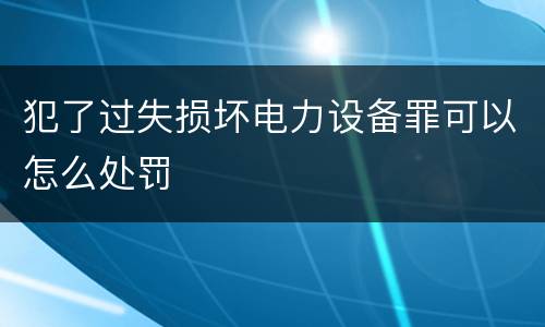 犯了过失损坏电力设备罪可以怎么处罚