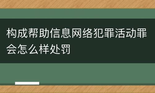 构成帮助信息网络犯罪活动罪会怎么样处罚