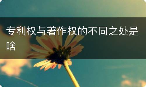 专利权与著作权的不同之处是啥