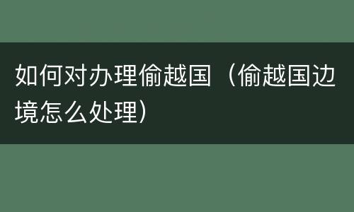 如何对办理偷越国（偷越国边境怎么处理）