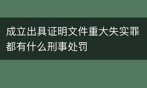 成立出具证明文件重大失实罪都有什么刑事处罚