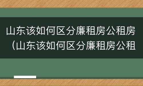 山东该如何区分廉租房公租房（山东该如何区分廉租房公租房和私租房）