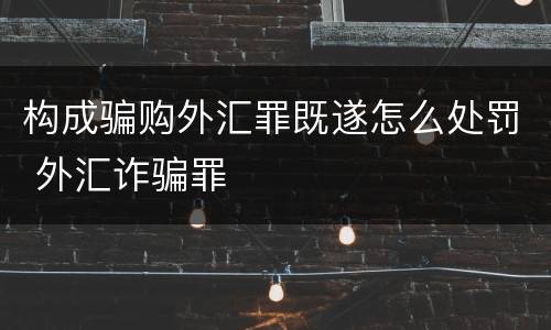 构成骗购外汇罪既遂怎么处罚 外汇诈骗罪