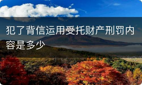 犯了背信运用受托财产刑罚内容是多少
