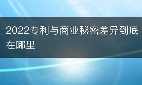 2022专利与商业秘密差异到底在哪里