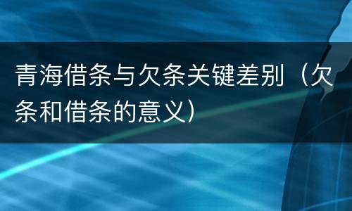 青海借条与欠条关键差别（欠条和借条的意义）
