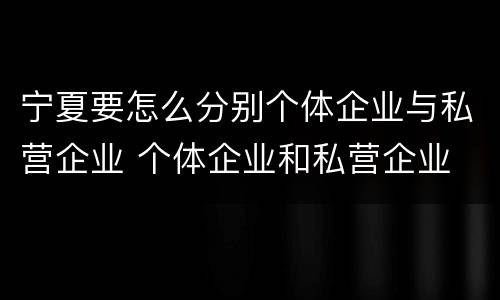 宁夏要怎么分别个体企业与私营企业 个体企业和私营企业