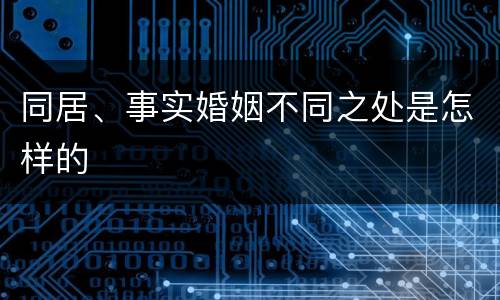 同居、事实婚姻不同之处是怎样的