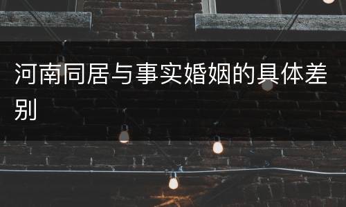河南同居与事实婚姻的具体差别