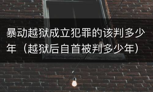 暴动越狱成立犯罪的该判多少年（越狱后自首被判多少年）