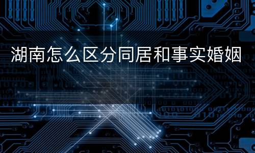 湖南怎么区分同居和事实婚姻